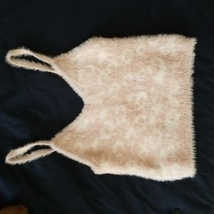 Fuzzy leopard print crop top